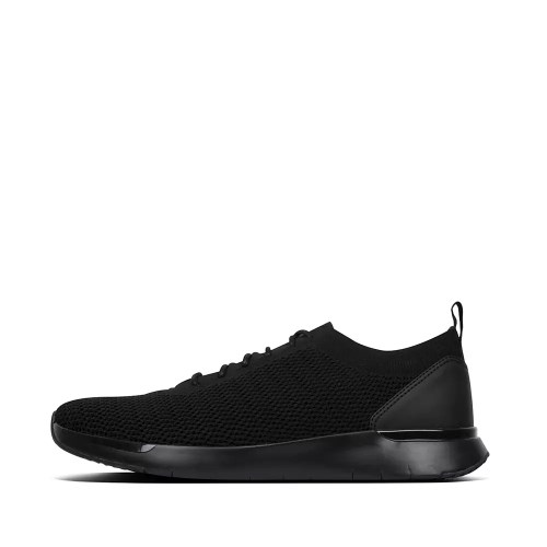 Black Men's Fitflop FLEXKNIT Sneakers | NZ.49JHI