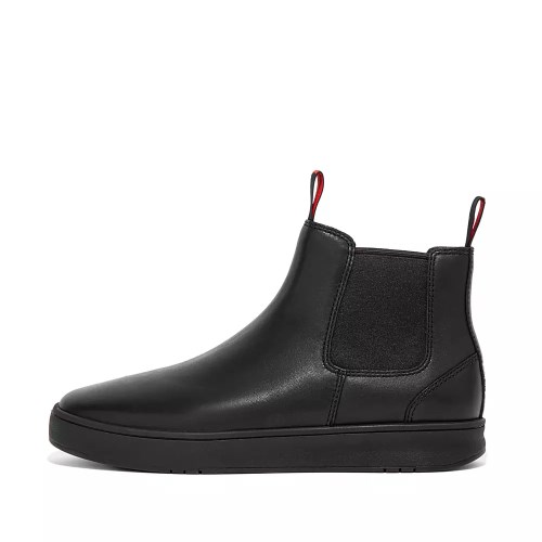 Black Men's Fitflop MARGAN Waterproof Leather Chelsea Boots | NZ.57NHP