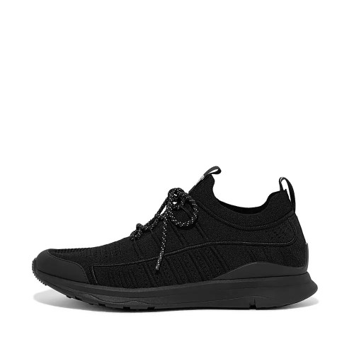 Black Men's Fitflop VITAMIN FF Knit Sneakers | NZ.30ZSV