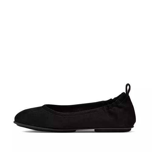 Black Women's Fitflop ALLEGRO Suede Ballet Flats | NZ.50SKZ