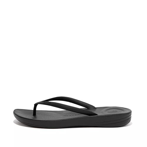 Black Women's Fitflop IQUSHION Ergonomic Flip Flops | NZ.78BZH