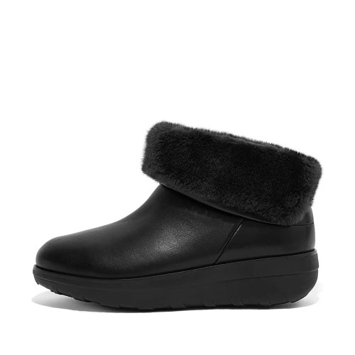 Black Women's Fitflop MUKLUK SHORTY Waterproof Shearling-Lined Ankle Boots | NZ.53YXP