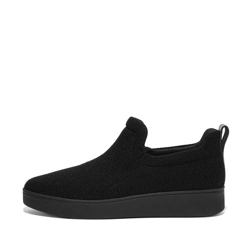 Black Women's Fitflop RALLY Felt Slip On Sneakers | NZ.75OGH