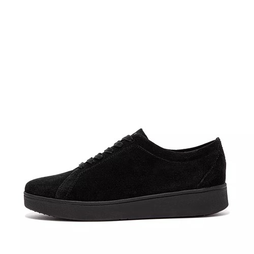 Black Women's Fitflop RALLY Suede Sneakers | NZ.69KJP