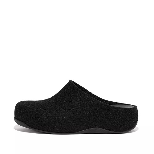 Black Women's Fitflop SHUV Cushy Felt Clogs | NZ.98CMR