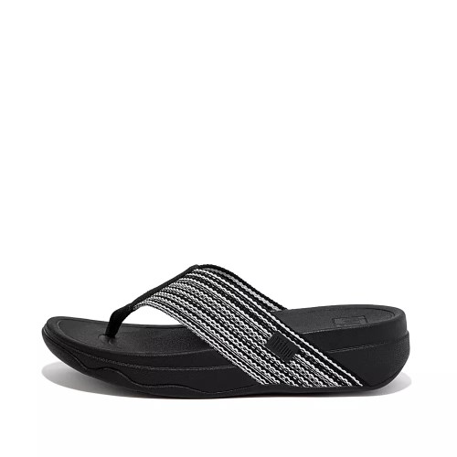 Black Women's Fitflop SURFA Toe-Post Sandals | NZ.25LQK