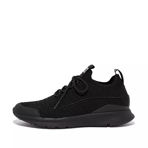 Black Women's Fitflop VITAMIN FF Knit Sneakers | NZ.83AQZ