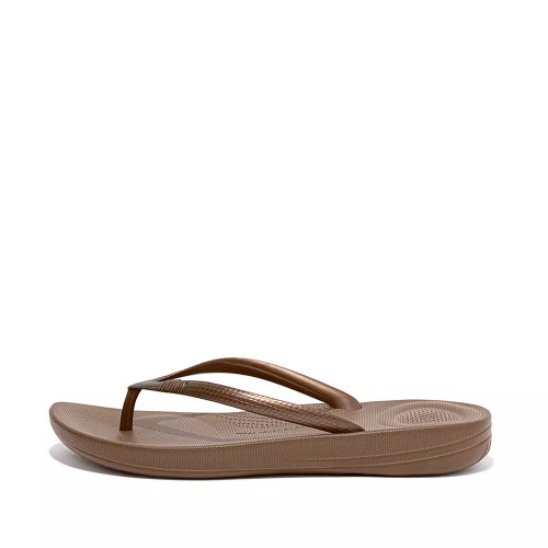 Brown Women's Fitflop IQUSHION Ergonomic Flip Flops | NZ.94MQO