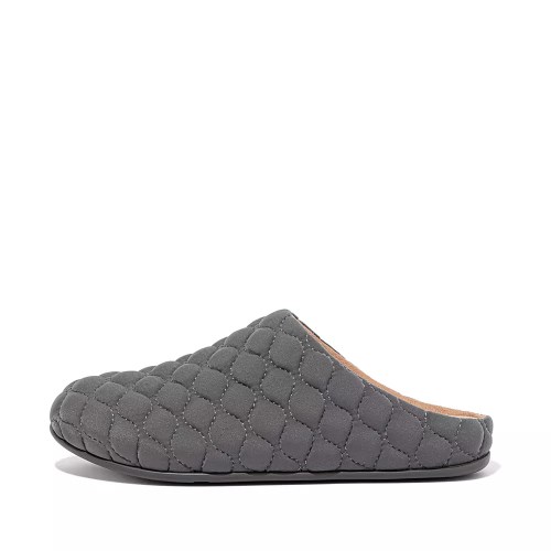 Dark Grey Women's Fitflop CHRISSIE Quilted Slippers | NZ.73JTO