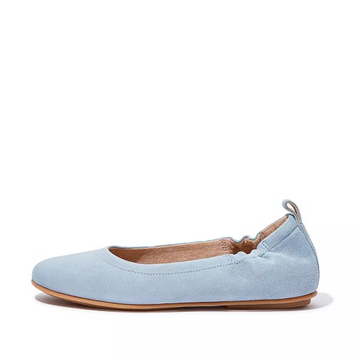 Light Blue Women's Fitflop ALLEGRO Suede Ballet Flats | NZ.53RNH