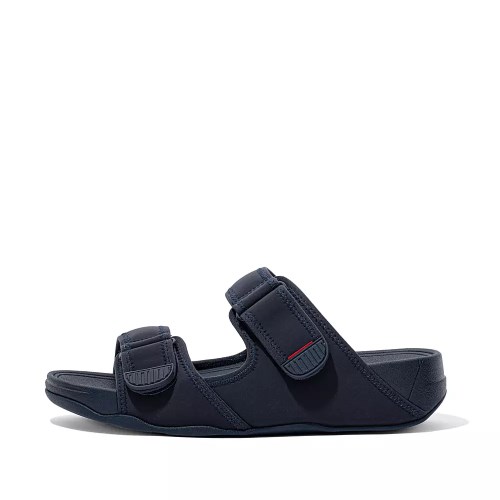 Navy Men's Fitflop GOGH MOC Water-Resistant Slides | NZ.53SVM