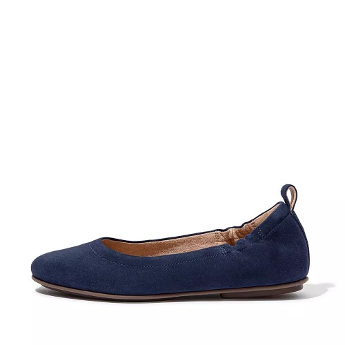 Navy Women's Fitflop ALLEGRO Suede Ballet Flats | NZ.67SYJ