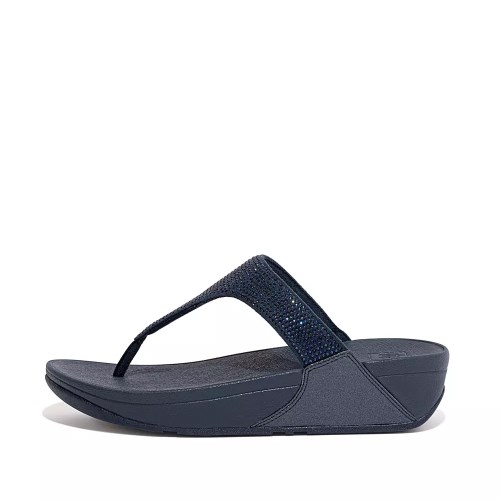 Navy Women's Fitflop LULU Crystal Toe-Post Sandals | NZ.29IEC