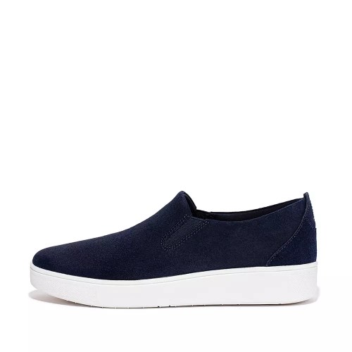 Navy Women's Fitflop RALLY Suede Slip On Sneakers | NZ.36OJZ