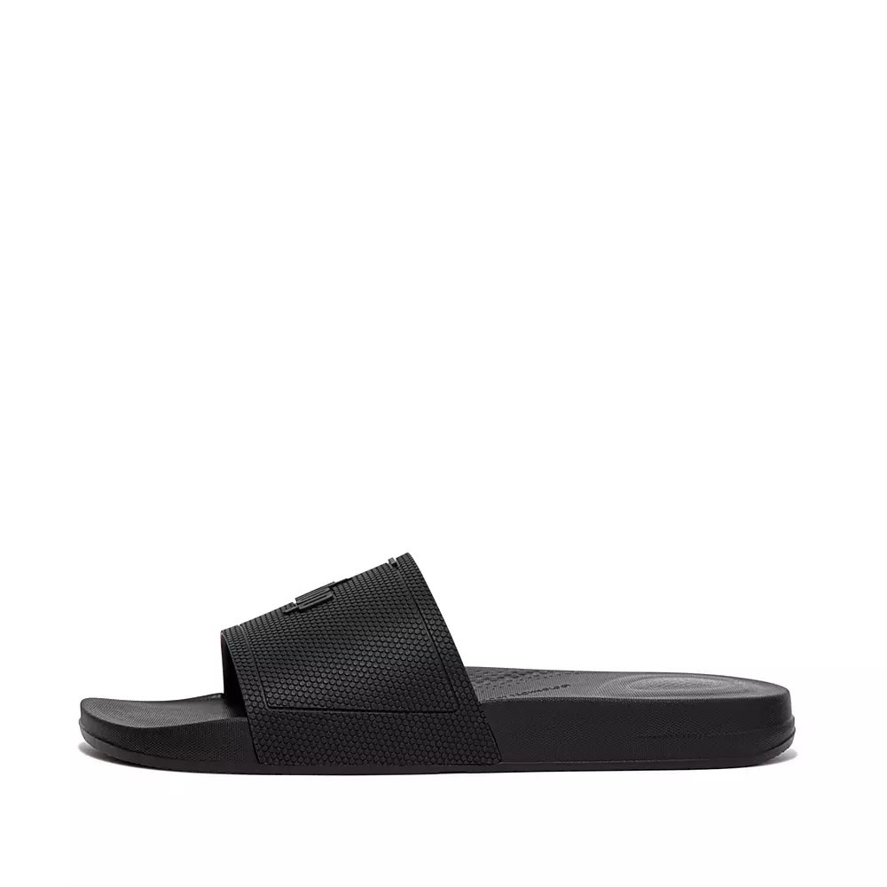 Black Men\'s Fitflop IQUSHION Pool Slides | NZ.34OXD