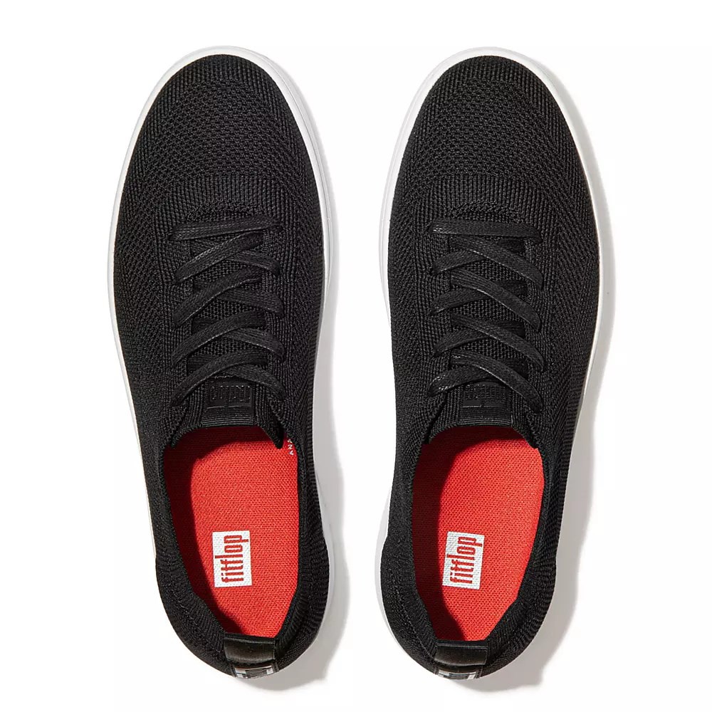 Black Men's Fitflop RALLY X Airyknit Sneakers | NZ.73ANP