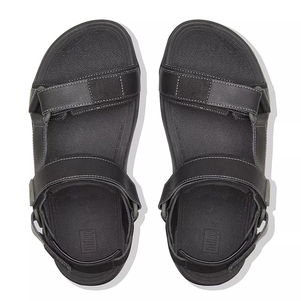 Black Men's Fitflop RYKER Back-Strap Sandals | NZ.75ZAY