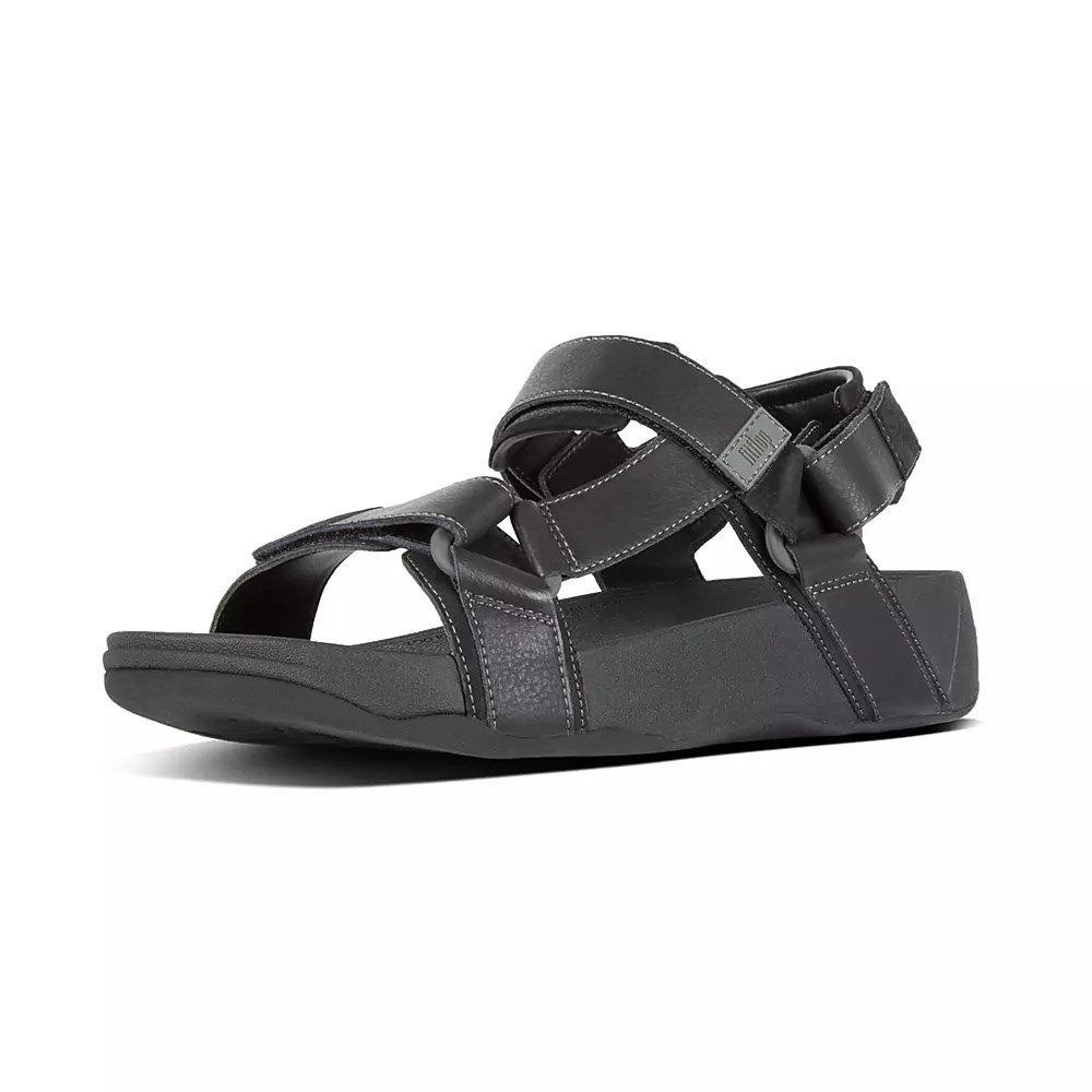 Black Men's Fitflop RYKER Back-Strap Sandals | NZ.75ZAY