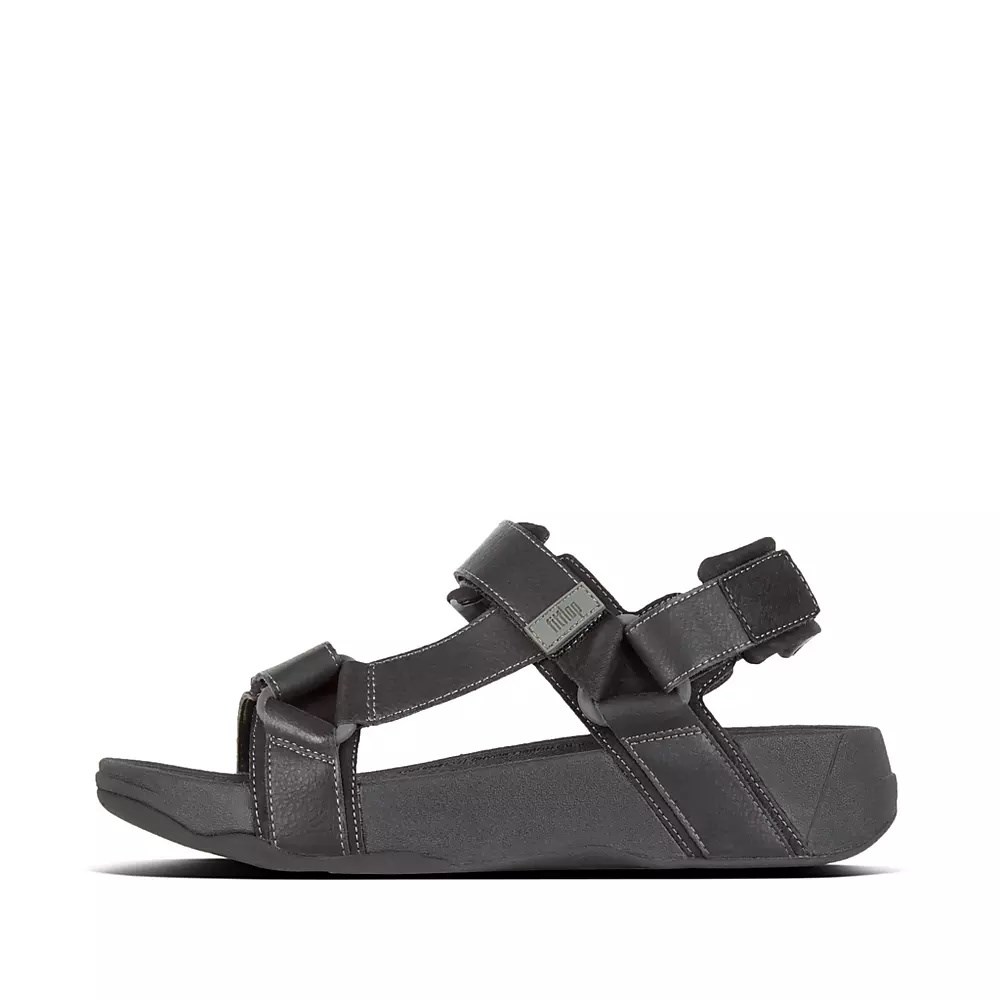 Black Men\'s Fitflop RYKER Back-Strap Sandals | NZ.75ZAY