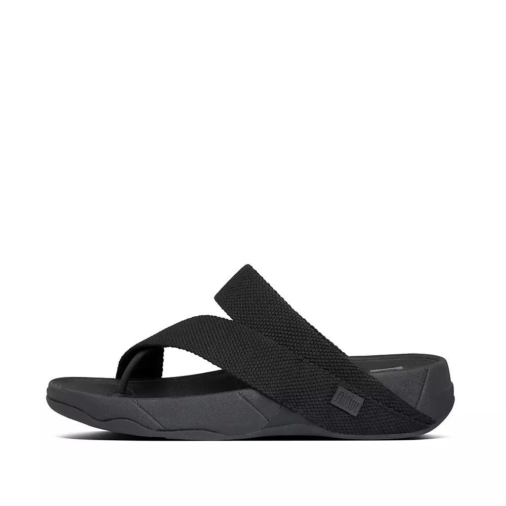 Black Men\'s Fitflop SLING Weave Toe-Post Sandals | NZ.97CSV