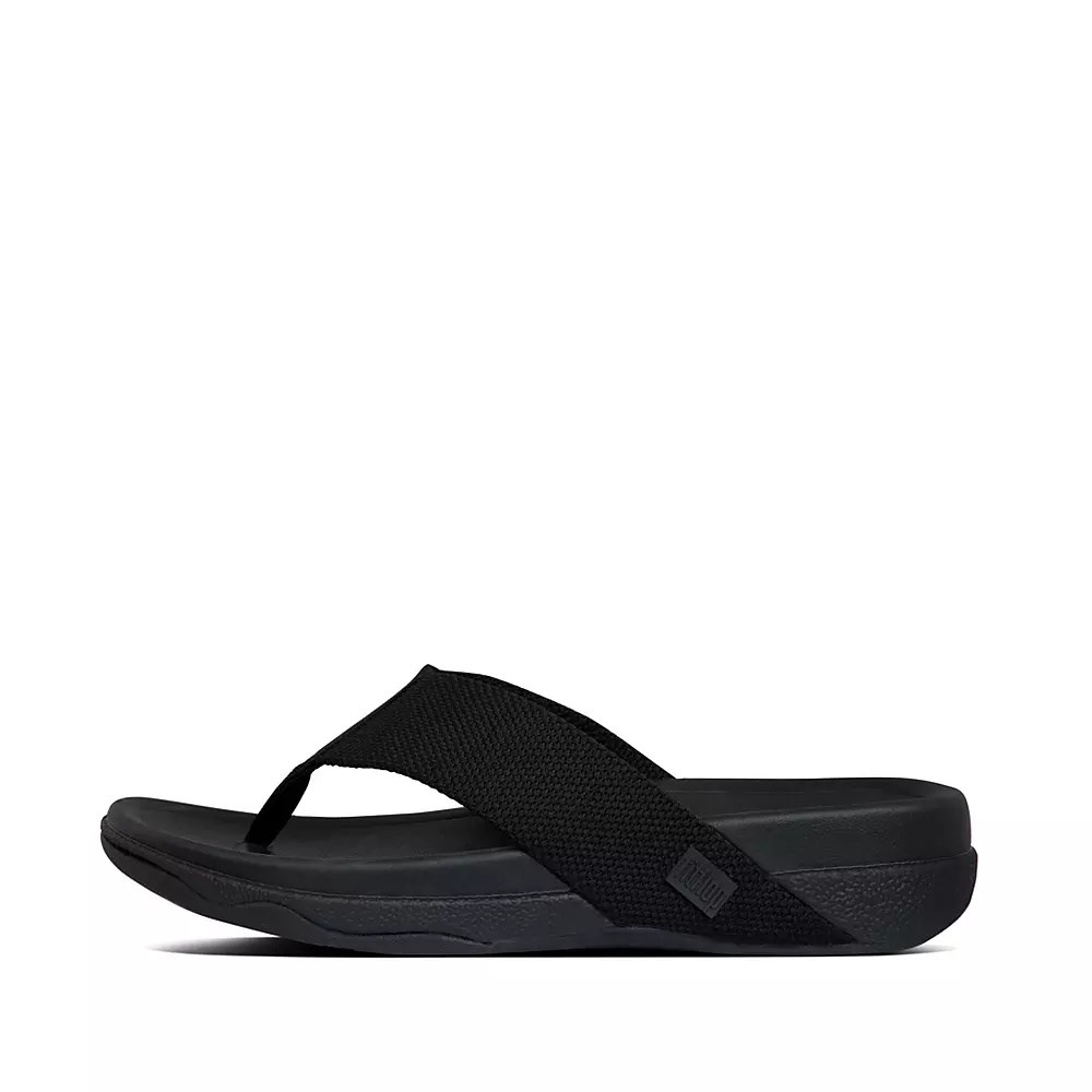 Black Men\'s Fitflop SURFER Toe-Post Sandals | NZ.09GNU