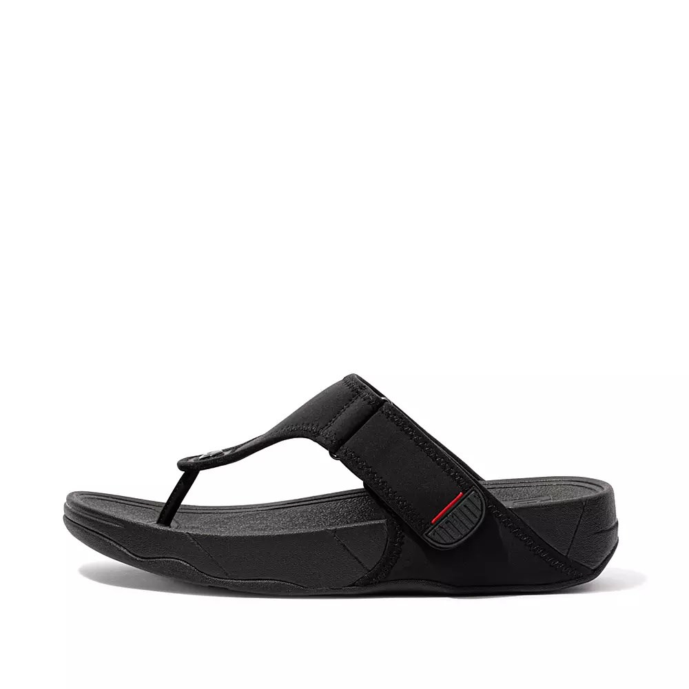 Black Men\'s Fitflop TRAKK II Water-Resistant Toe-Post Sandals | NZ.92NES