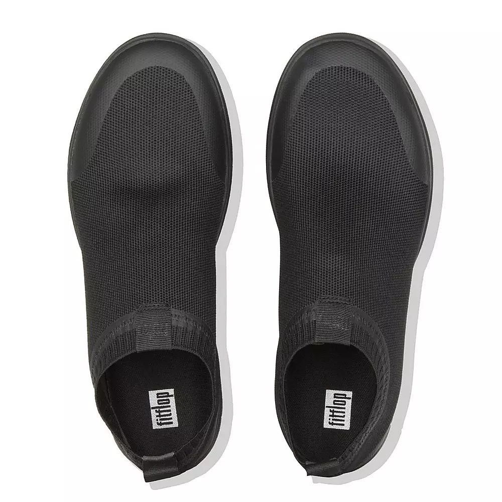 Black Men's Fitflop ÜBERKNIT Slip On Sneakers | NZ.51DGM