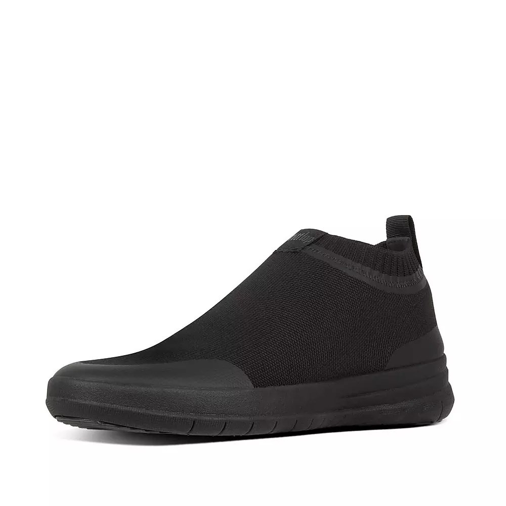 Black Men's Fitflop ÜBERKNIT Slip On Sneakers | NZ.51DGM