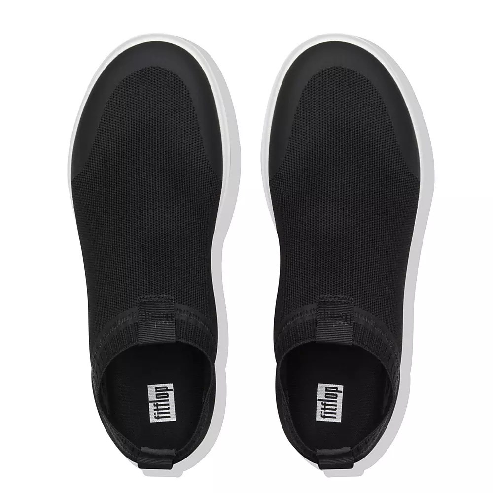 Black Men's Fitflop ÜBERKNIT Slip On Sneakers | NZ.90SYR