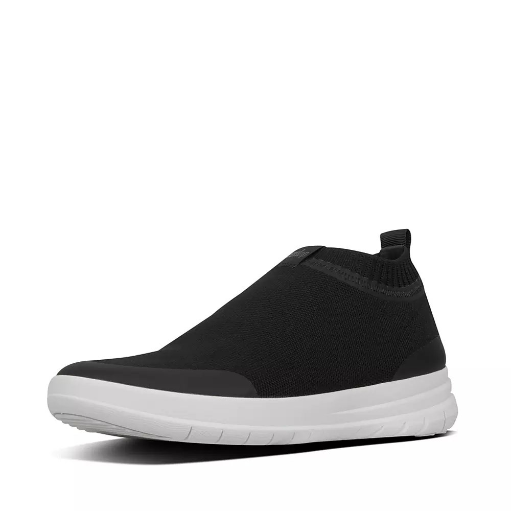 Black Men's Fitflop ÜBERKNIT Slip On Sneakers | NZ.90SYR