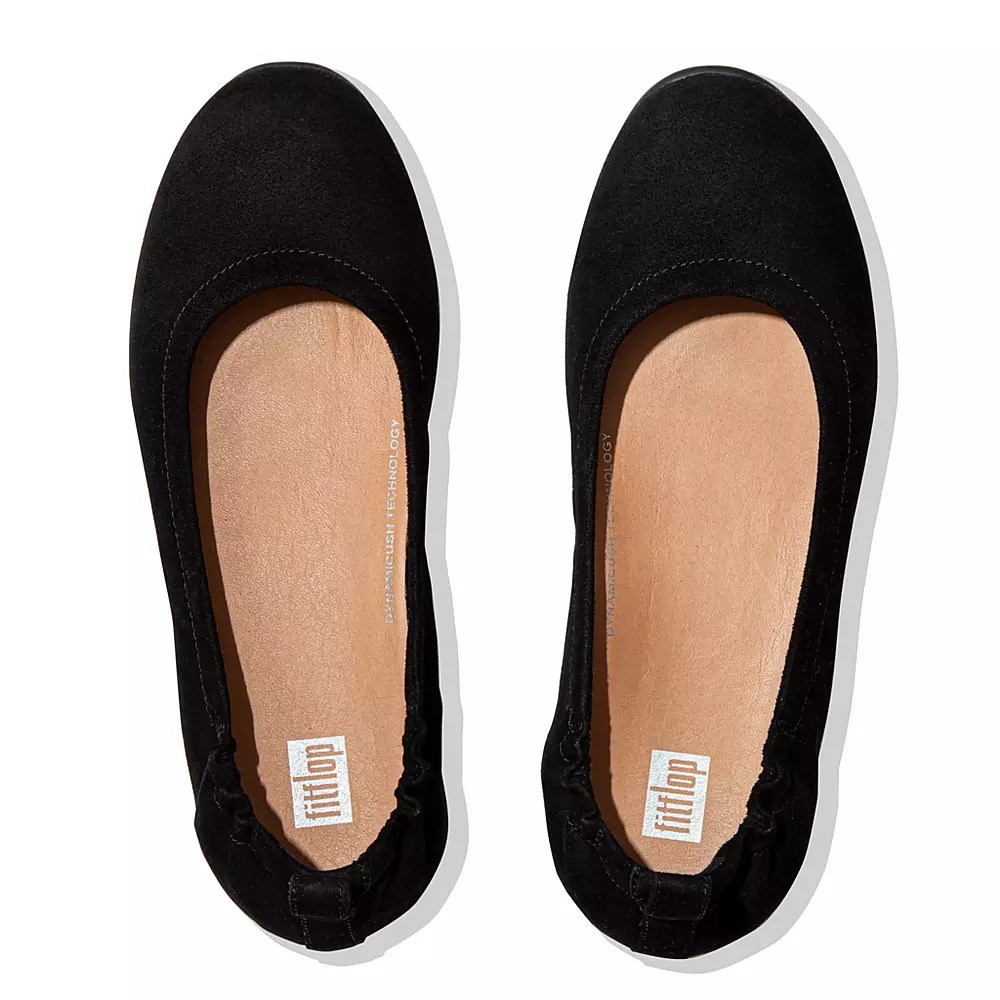 Black Women's Fitflop ALLEGRO Suede Ballet Flats | NZ.50SKZ