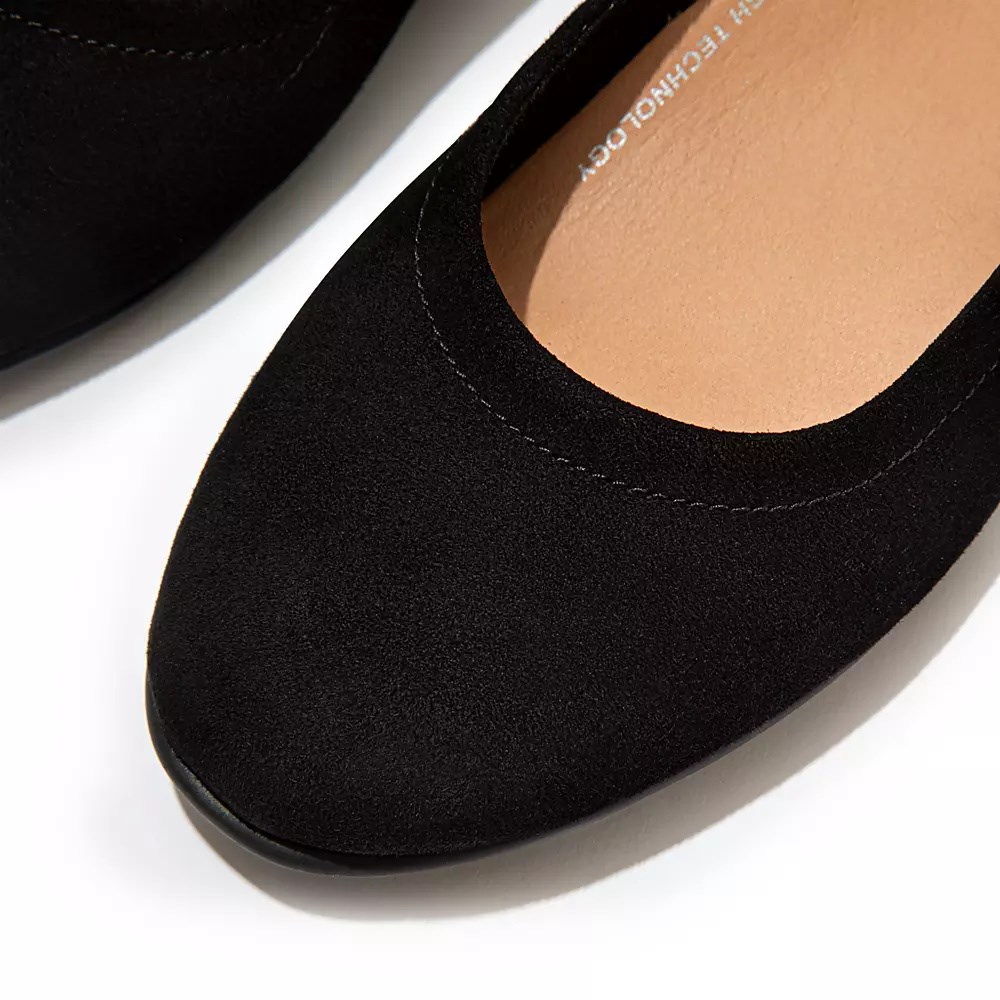 Black Women's Fitflop ALLEGRO Suede Ballet Flats | NZ.50SKZ