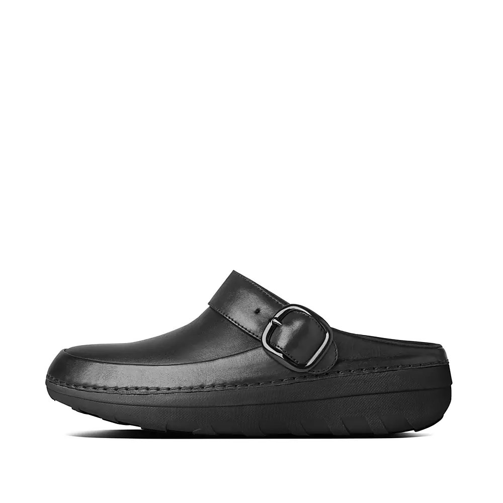 Black Women\'s Fitflop GOGH PRO Superlight Leather Clogs | NZ.47VEY