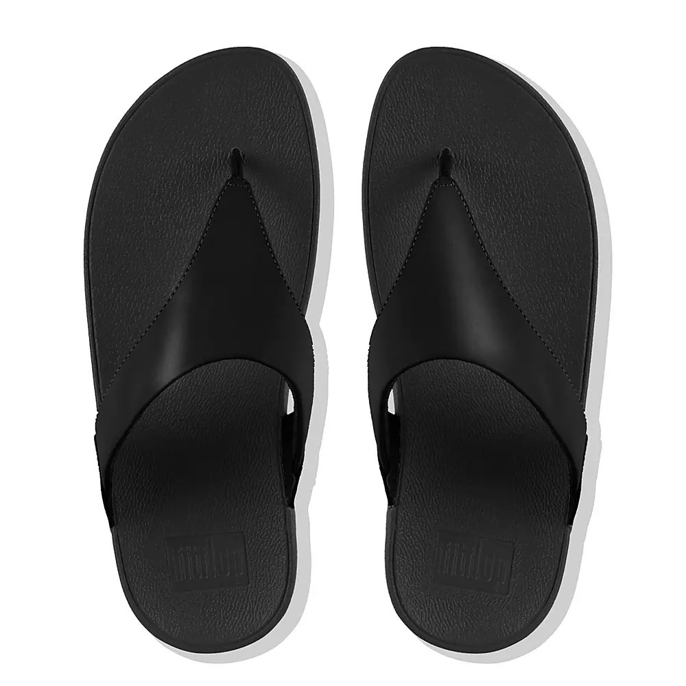 Black Women's Fitflop LULU Leather Toe-Post Sandals | NZ.64OZQ