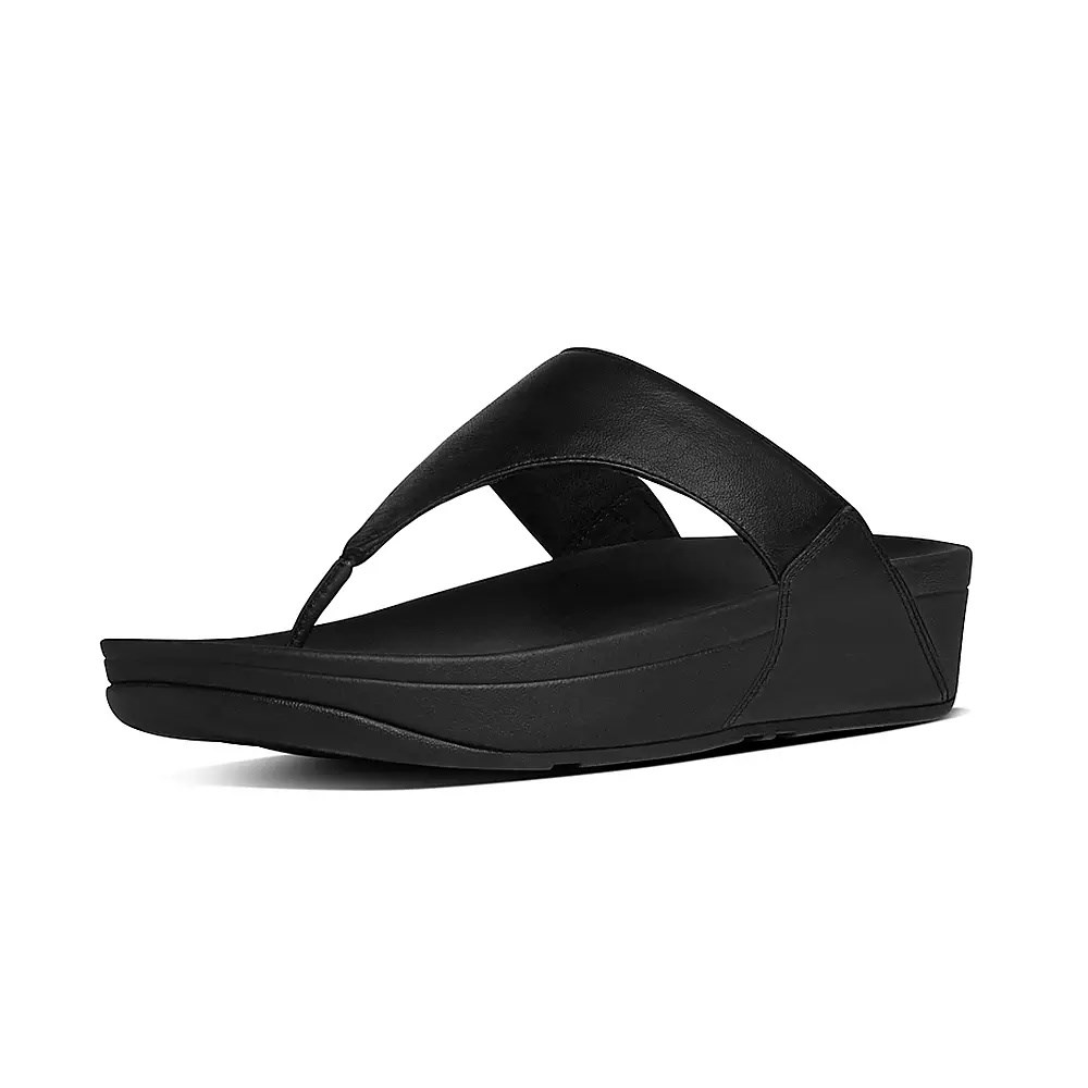 Black Women's Fitflop LULU Leather Toe-Post Sandals | NZ.64OZQ