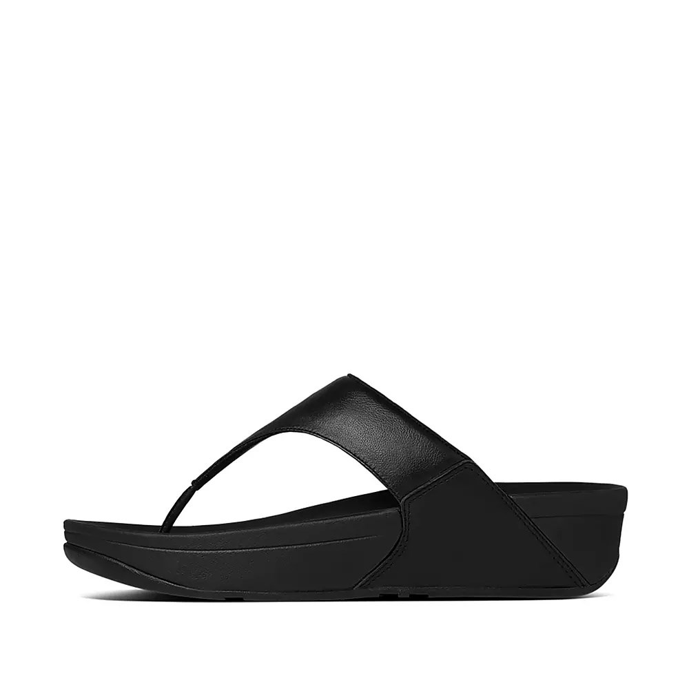 Black Women\'s Fitflop LULU Leather Toe-Post Sandals | NZ.64OZQ