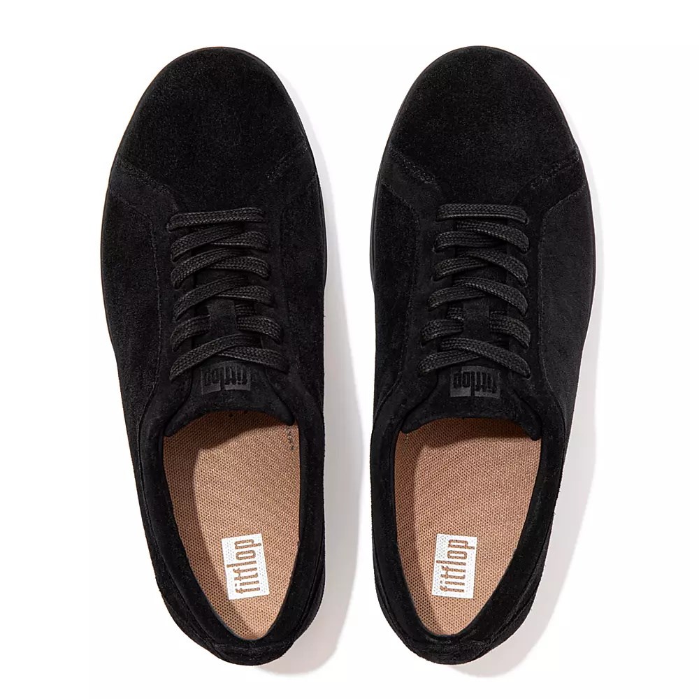 Black Women's Fitflop RALLY Suede Sneakers | NZ.69KJP