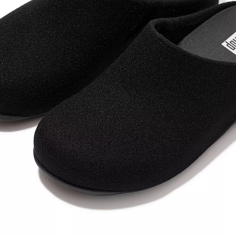 Black Women's Fitflop SHUV Cushy Felt Clogs | NZ.98CMR