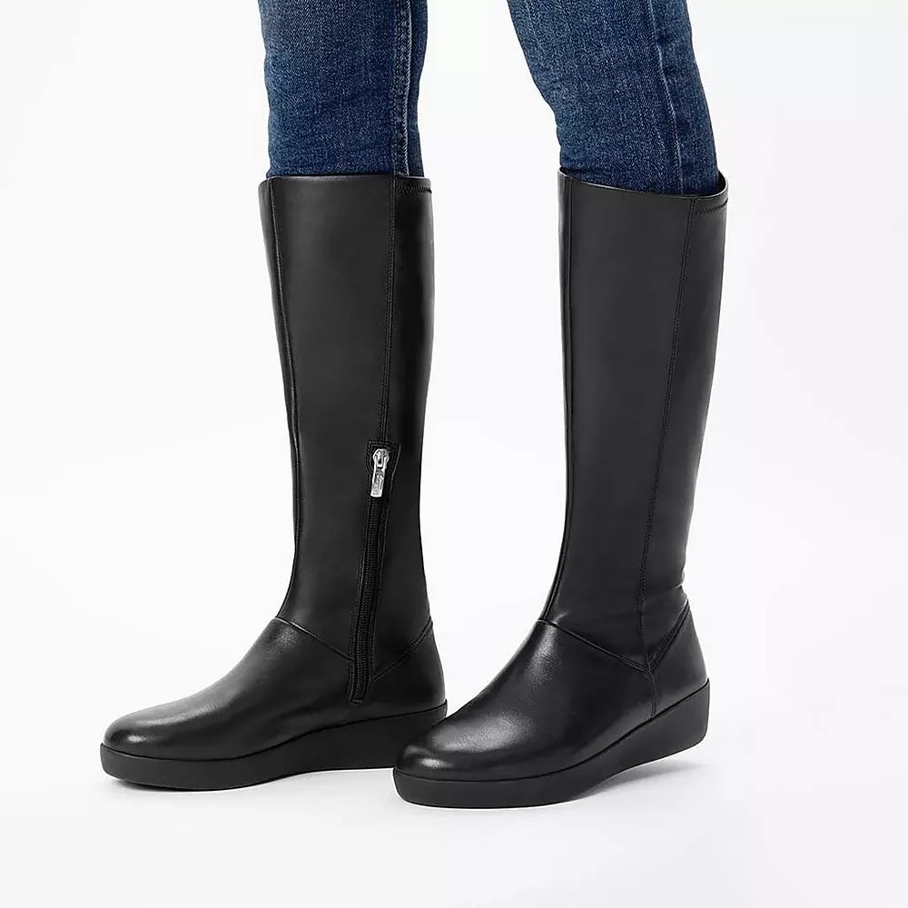 Black Women's Fitflop SUMI Stretch Knee-high Boots | NZ.28TSE