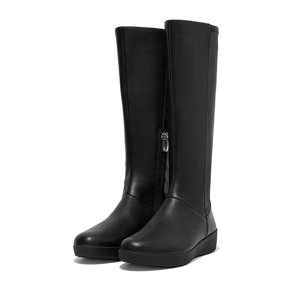 Black Women's Fitflop SUMI Stretch Knee-high Boots | NZ.28TSE