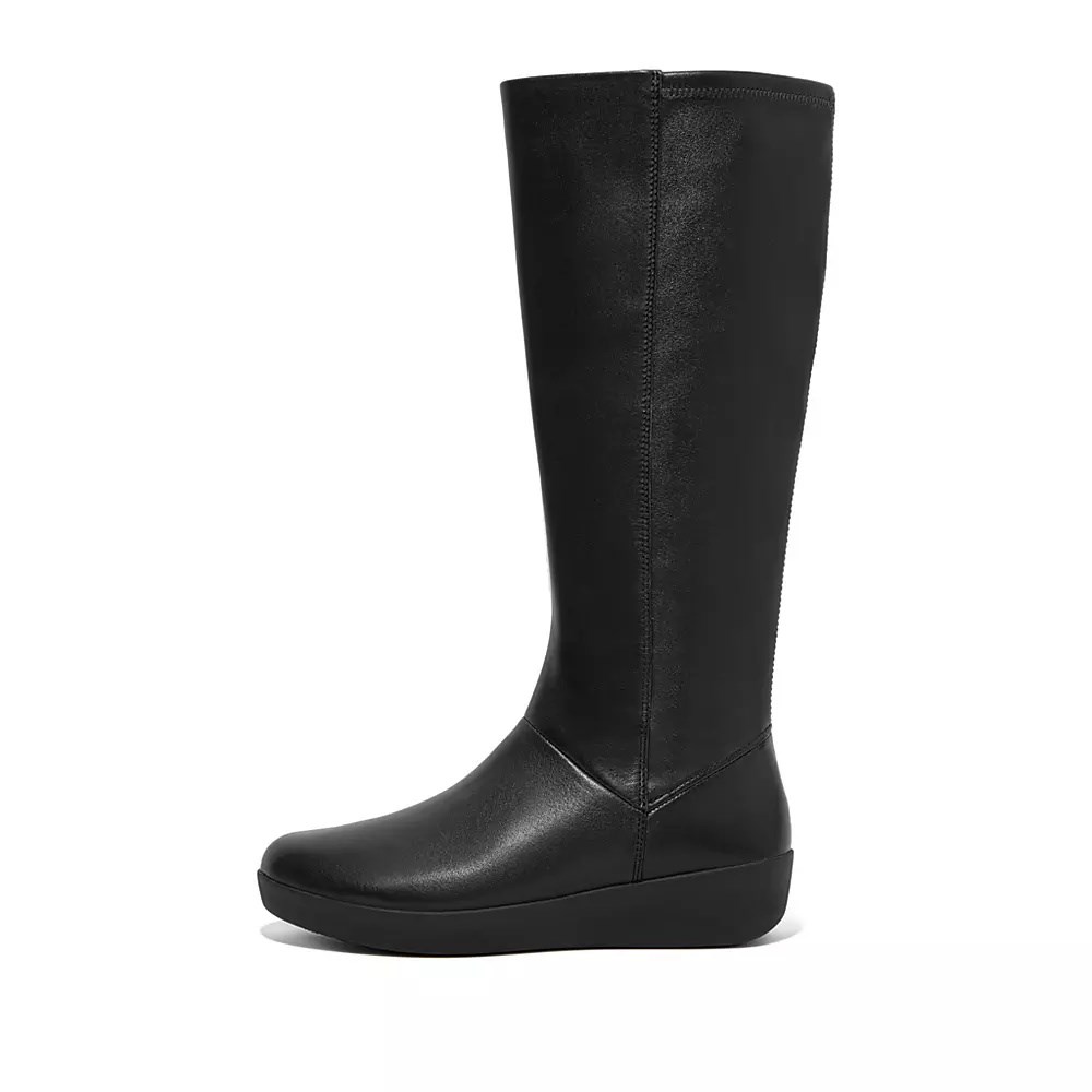 Black Women\'s Fitflop SUMI Stretch Knee-high Boots | NZ.28TSE