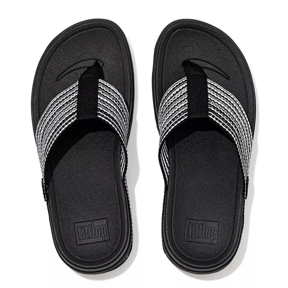 Black Women's Fitflop SURFA Toe-Post Sandals | NZ.25LQK