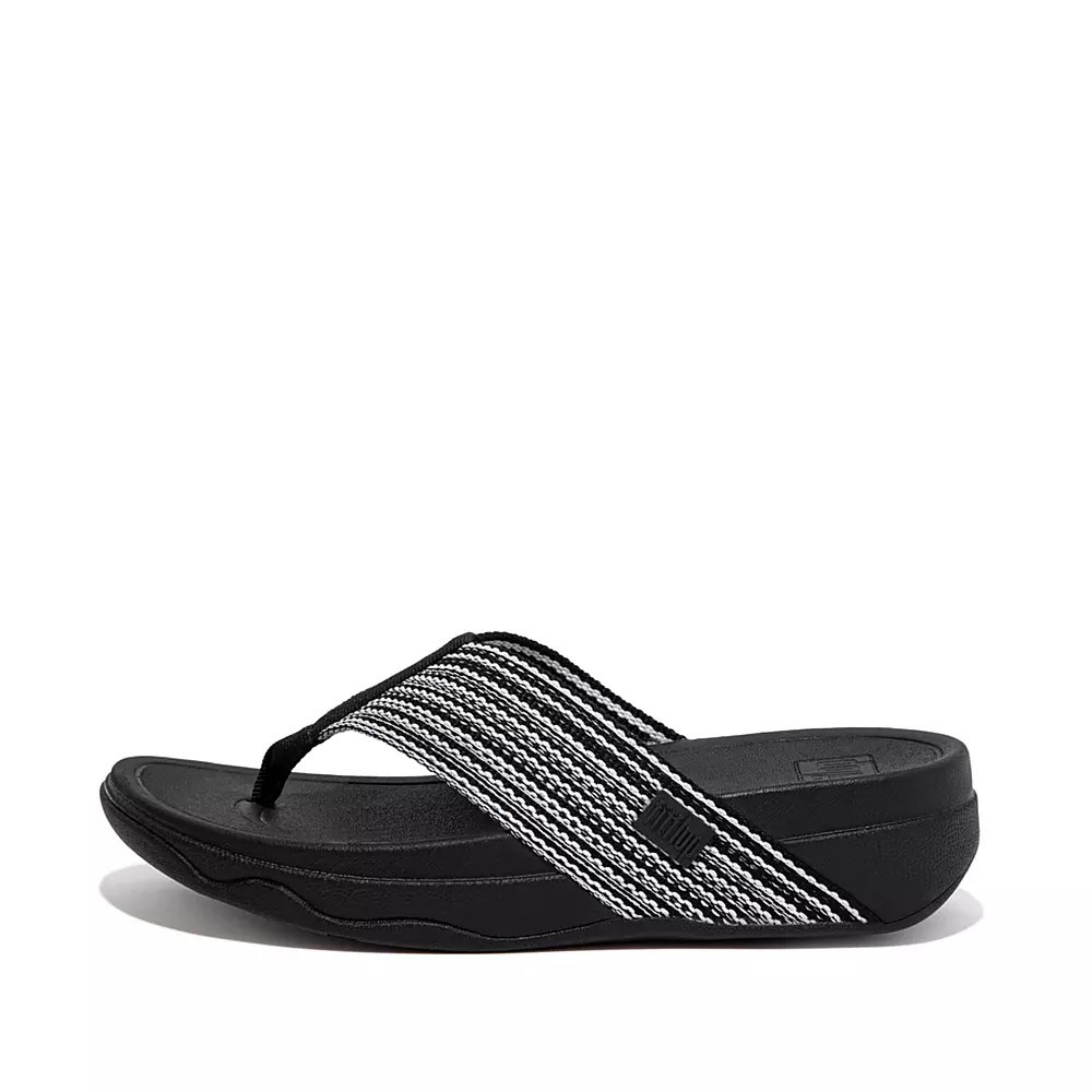 Black Women\'s Fitflop SURFA Toe-Post Sandals | NZ.25LQK