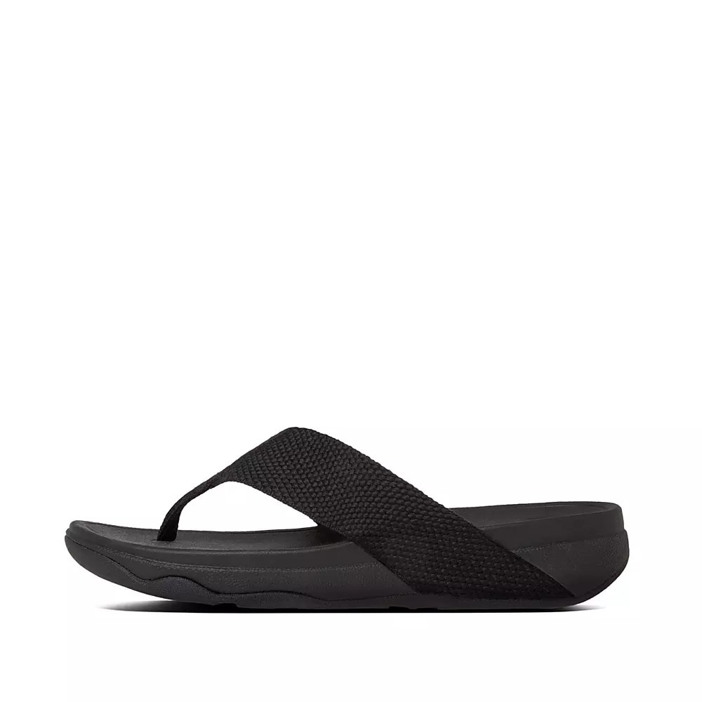 Black Women\'s Fitflop SURFA Toe-Post Sandals | NZ.85LPW