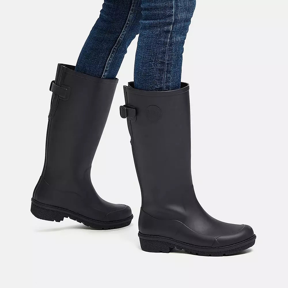 Black Women's Fitflop WONDERWELLY Tall Rain Boots | NZ.16VMX