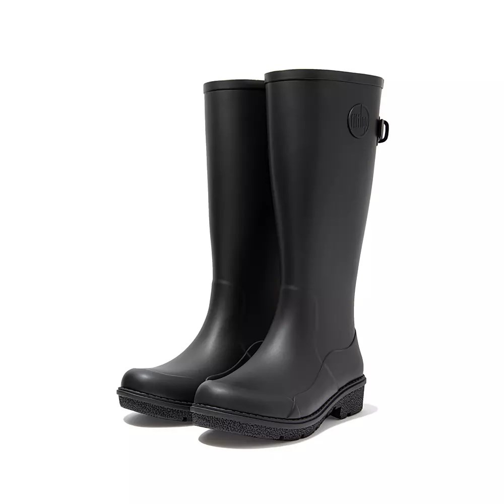 Black Women's Fitflop WONDERWELLY Tall Rain Boots | NZ.16VMX