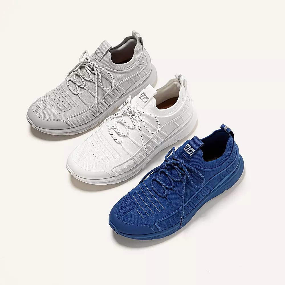 Blue Men's Fitflop VITAMIN FF Knit Sneakers | NZ.85YBF