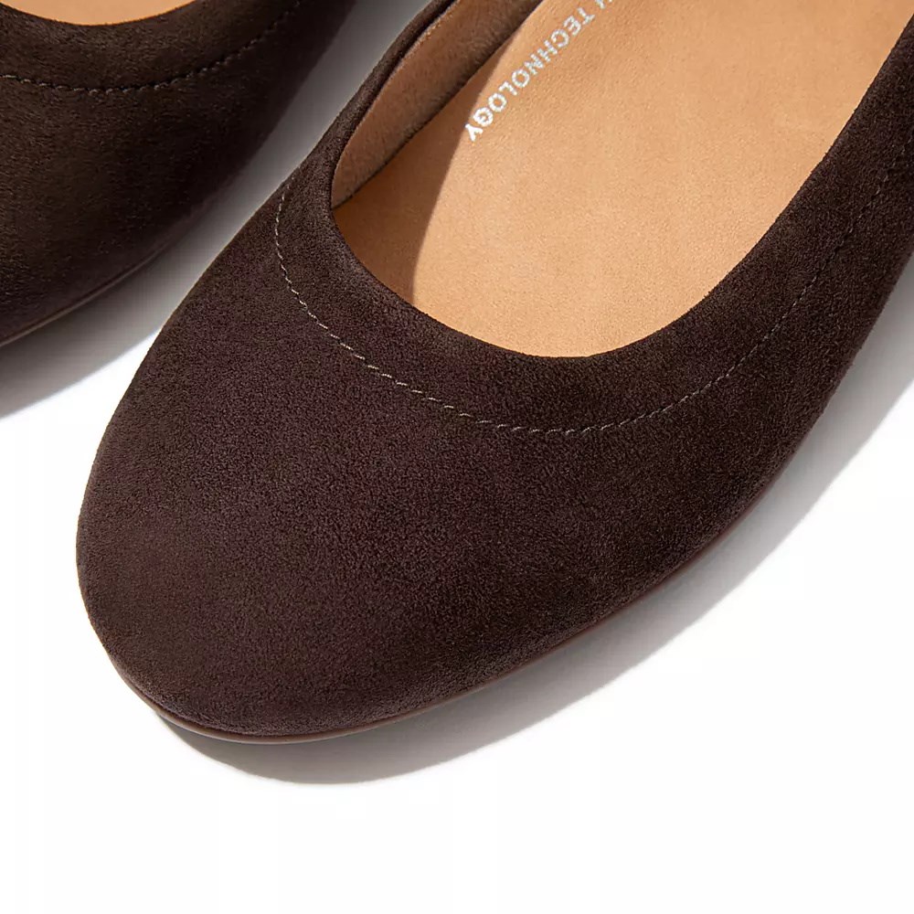 Chocolate Women's Fitflop ALLEGRO Suede Ballet Flats | NZ.82WKE