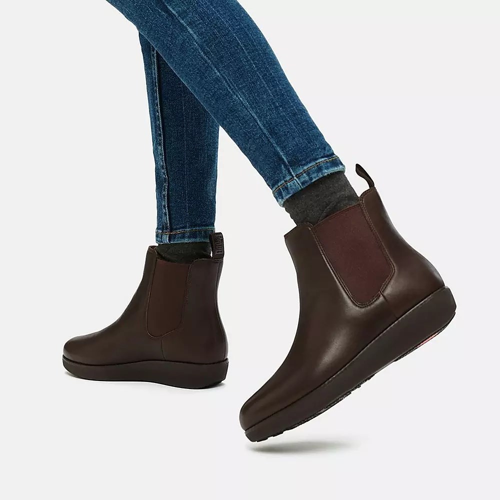 Chocolate Women's Fitflop SUMI Waterproof Leather Chelsea Boots | NZ.41SEX