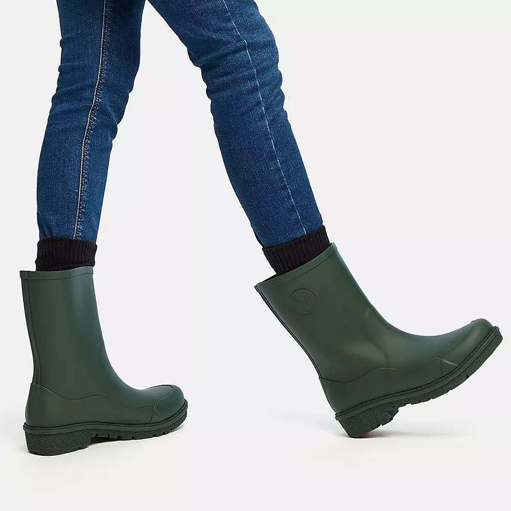 Dark Green Women's Fitflop WONDERWELLY Short Rain Boots | NZ.21SOK